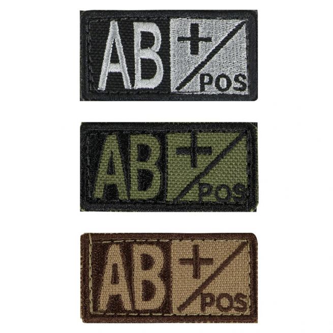 AB+ BLOOD TYPE PATCH WITH VELCRO.